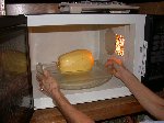 Into the microwave with a bit of water in the baking dish